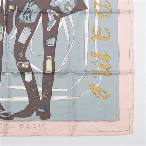 hermes madame et monsieur|HERMES Vintage Silk Monsieur Et Madame Scarf 70 Creme.